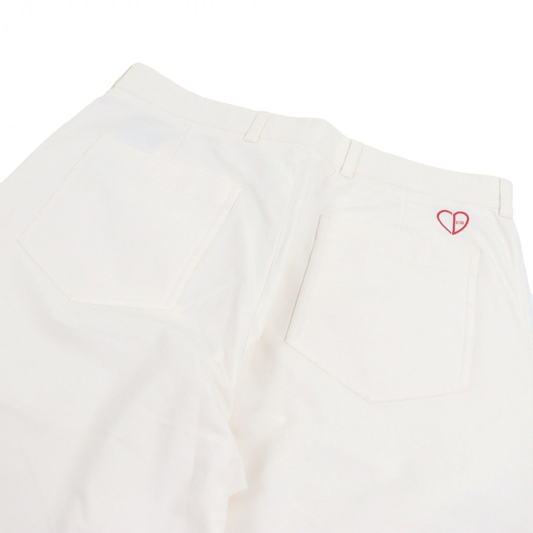 Discounted Great DIOR Pants CD heart logo embroidery Ivory cotton mens 46 493C166A6209