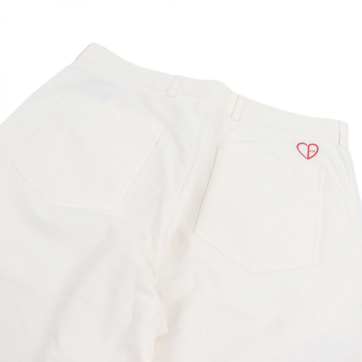 Discounted Great DIOR Pants CD heart logo embroidery Ivory cotton mens 46 493C166A6209