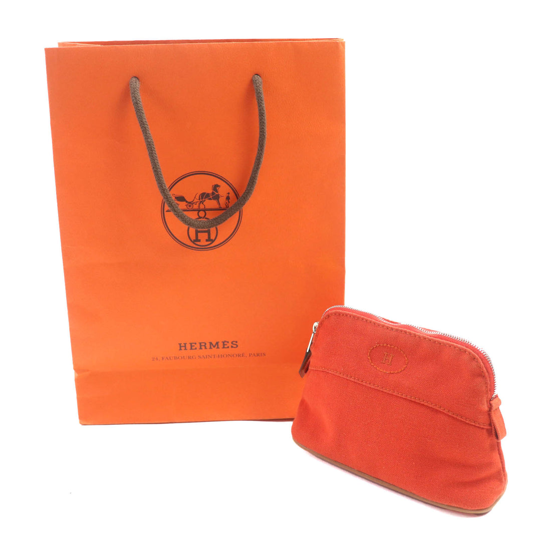 Great HERMES Pouch Bored porch PM Orange cotton Women