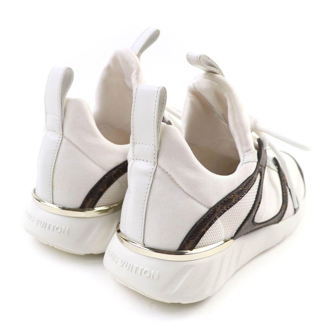 Great LOUIS VUITTON sneakers Lace up White brown Monogram leather Women 35.5