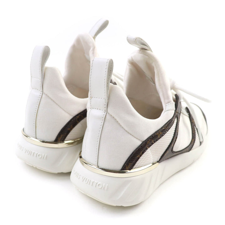 Great LOUIS VUITTON sneakers Lace up White brown Monogram leather Women 35.5