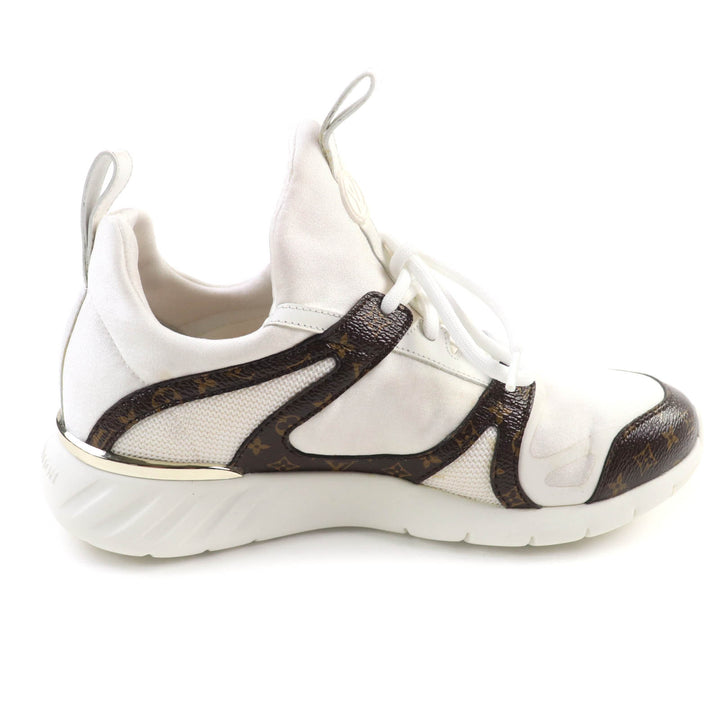 Great LOUIS VUITTON sneakers Lace up White brown Monogram leather Women 35.5