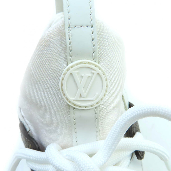 Great LOUIS VUITTON sneakers Lace up White brown Monogram leather Women 35.5