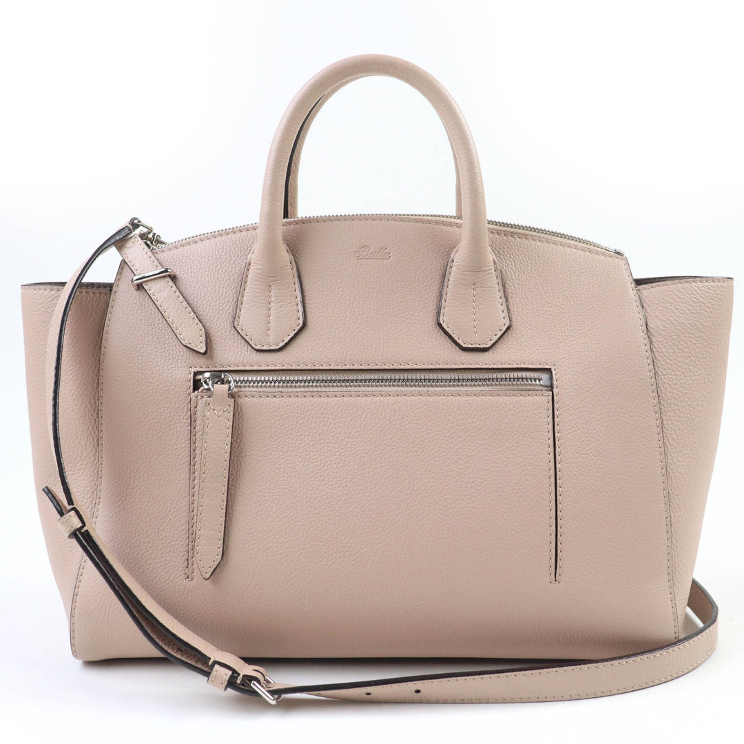 素晴らしい BALLY ショルダーバッグ SOMMET ZIP レザー 2WAY ハンドバッグ ピンクベージュ レザー レディース