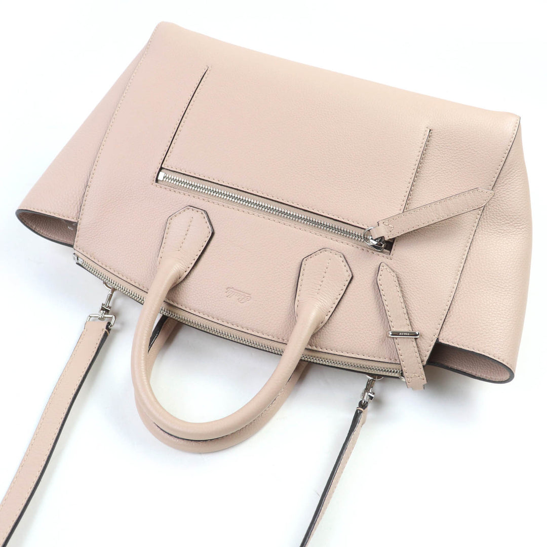 素晴らしい BALLY ショルダーバッグ SOMMET ZIP レザー 2WAY ハンドバッグ ピンクベージュ レザー レディース