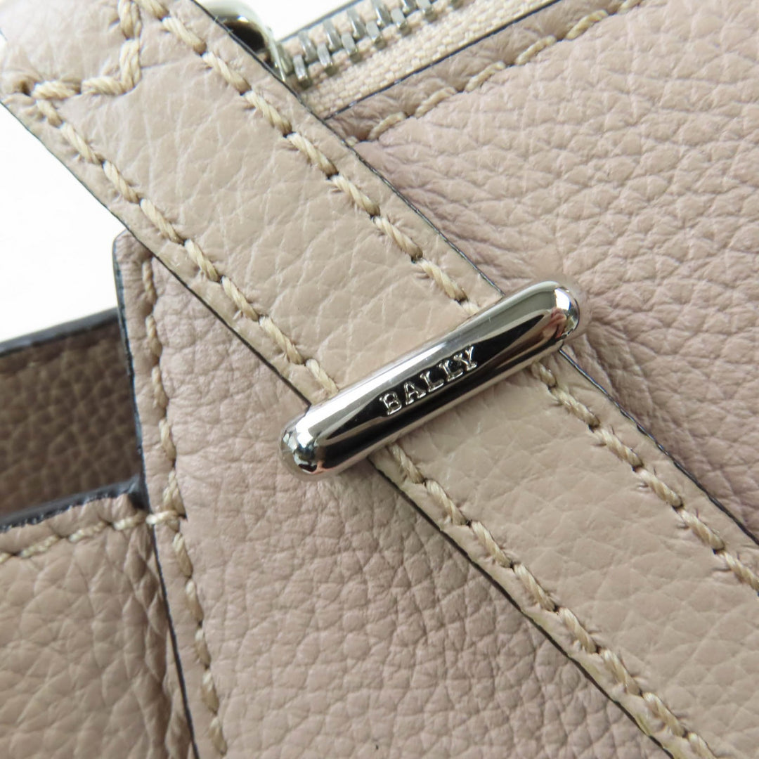 素晴らしい BALLY ショルダーバッグ SOMMET ZIP レザー 2WAY ハンドバッグ ピンクベージュ レザー レディース