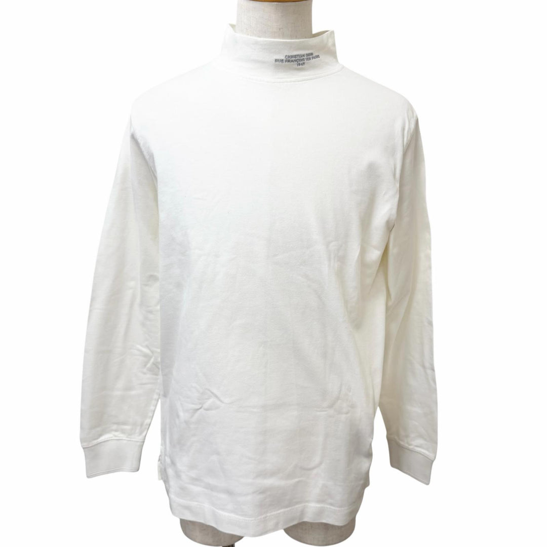 Discounted Great DIOR Long-sleeved T-shirt Logo embroidered mock neck long sleeve white