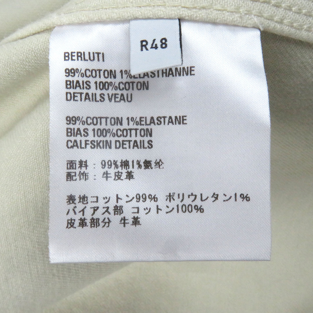 Excellent BERLUTI Denim Jacket Cotton Garnent Dyed Jacket Leather Calligraphy 48