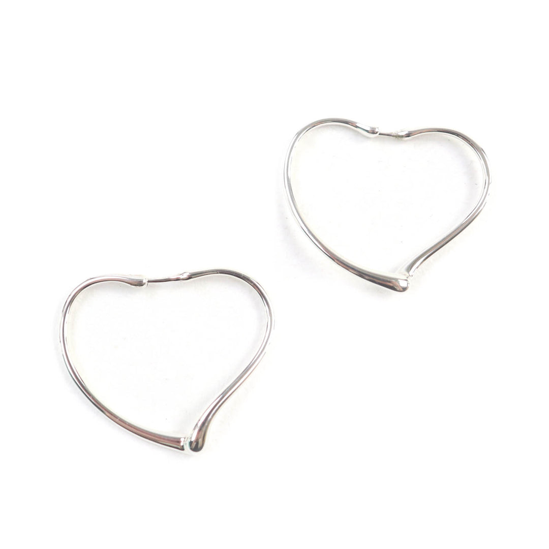 Excellent TIFFANY&Co. Pierce Open Heart Hoop Earrings Silver 925 Women