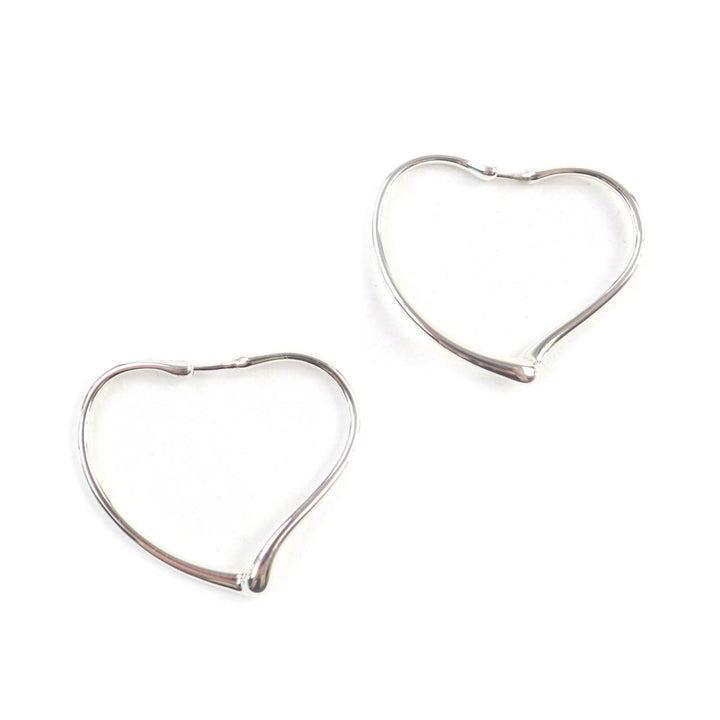 Excellent TIFFANY&Co. Pierce Open Heart Hoop Earrings Silver 925 Women