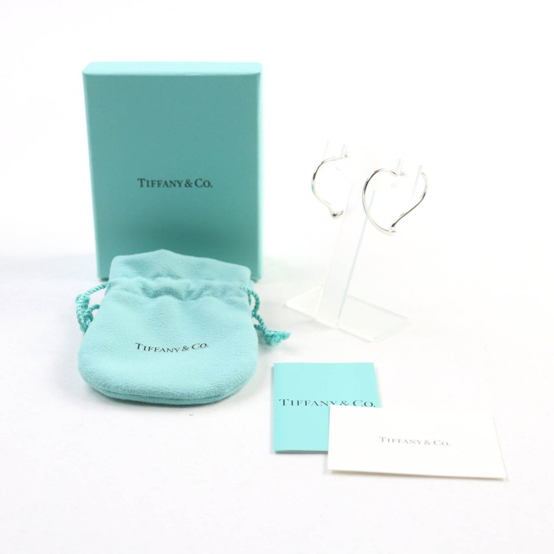 Excellent TIFFANY&Co. Pierce Open Heart Hoop Earrings Silver 925 Women
