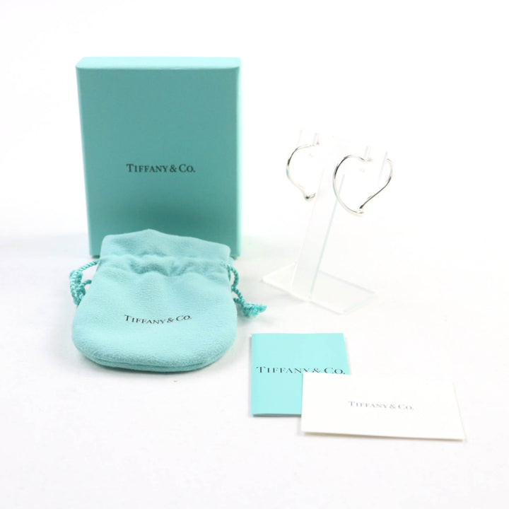Excellent TIFFANY&Co. Pierce Open Heart Hoop Earrings Silver 925 Women