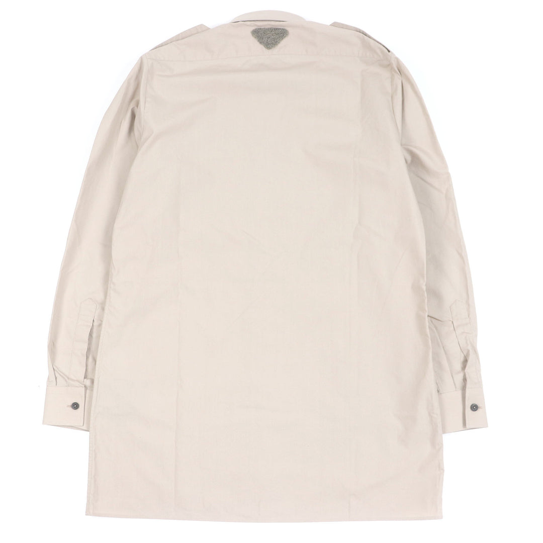 Excellent PRADA Long sleeve shirt Triangle logo with epaulettes beige 38 UCN513