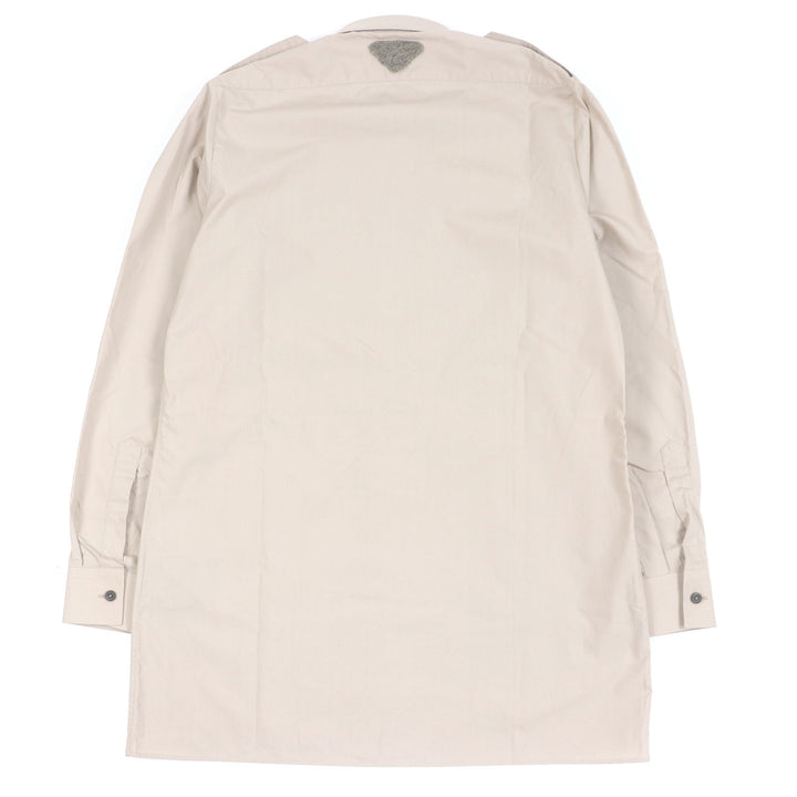 Excellent PRADA Long sleeve shirt Triangle logo with epaulettes beige 38 UCN513