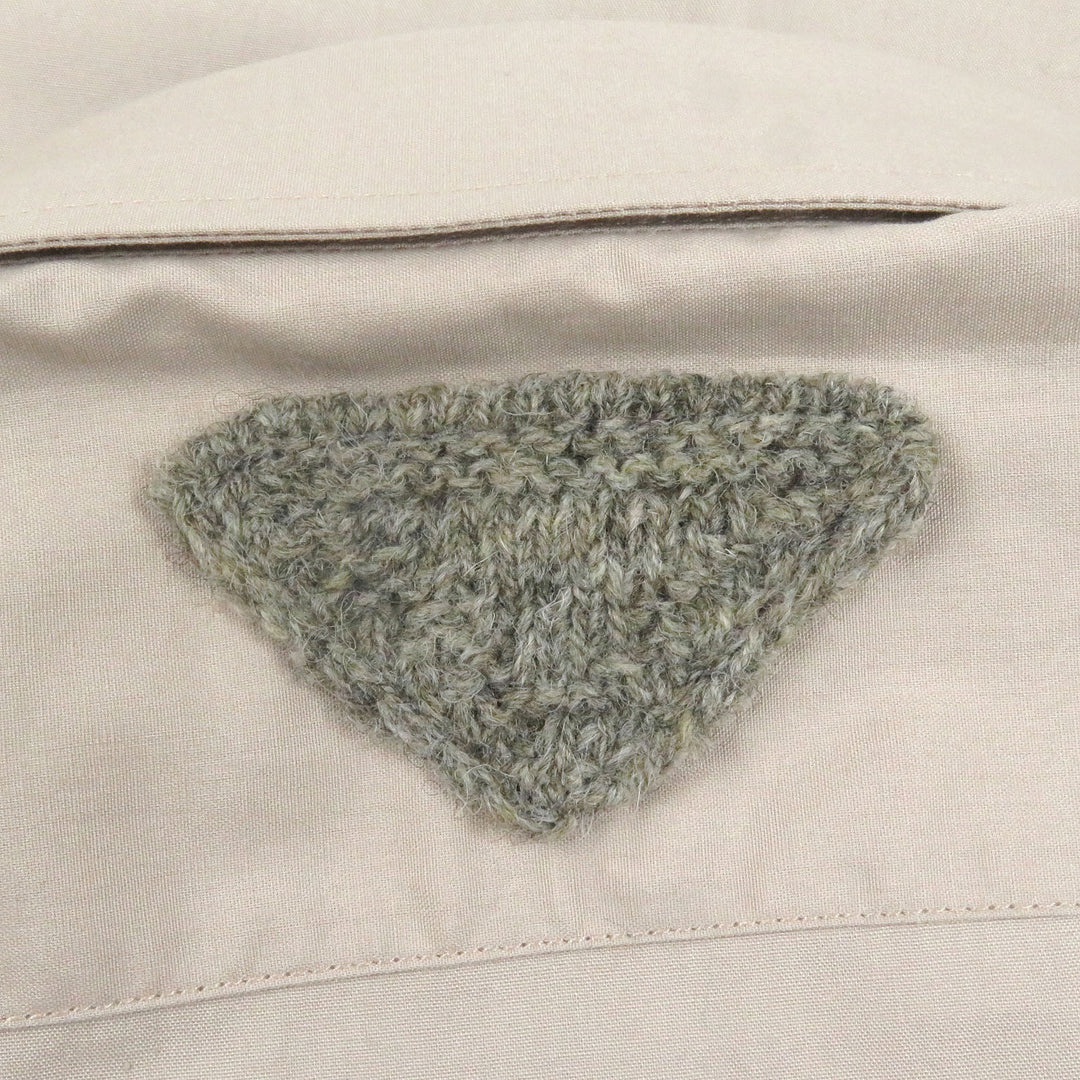 Excellent PRADA Long sleeve shirt Triangle logo with epaulettes beige 38 UCN513
