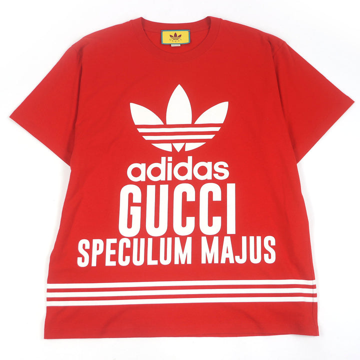 美品 GUCCI×adidas 半袖Tシャツ トレフォイル スリーストライプス レッド M 616036
