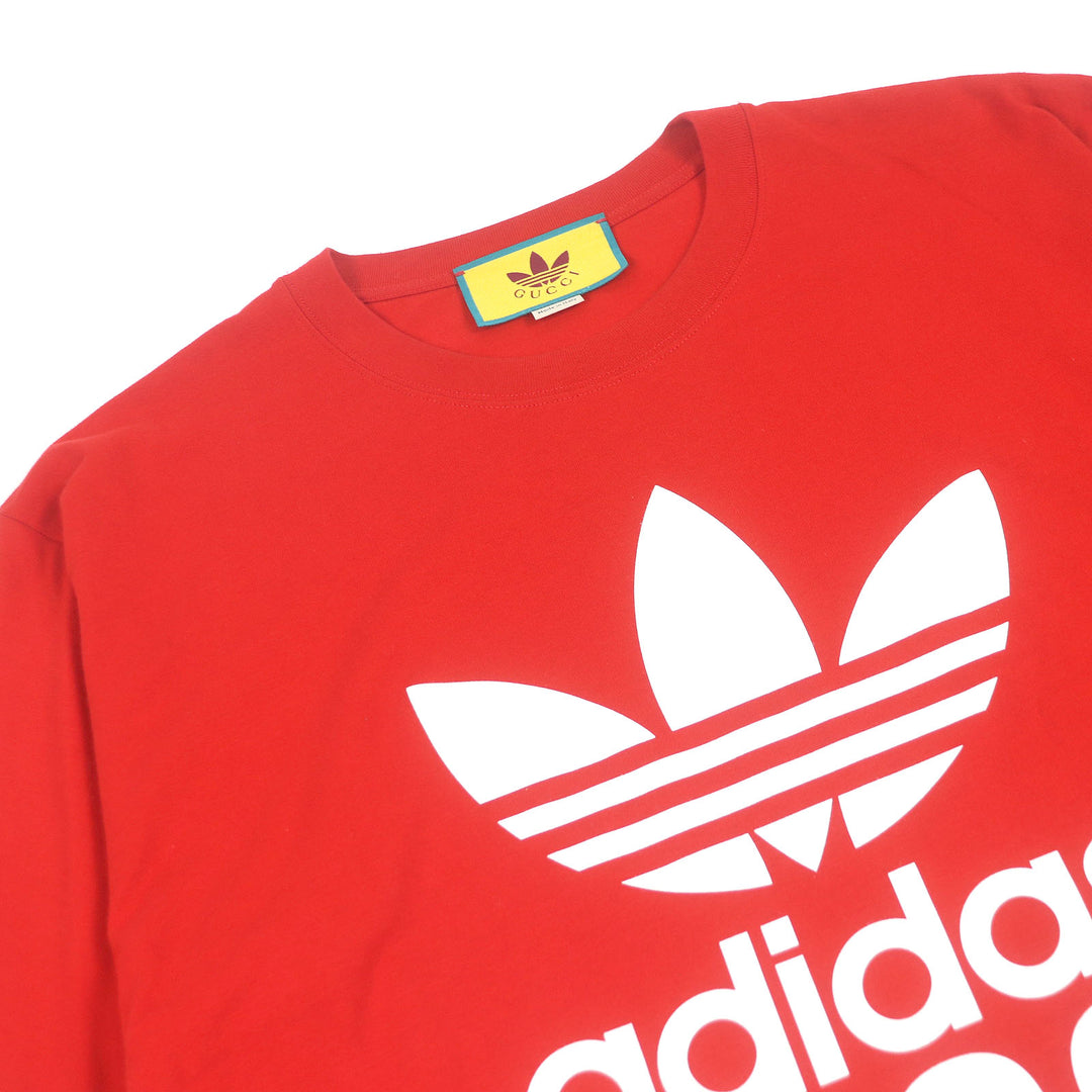 美品 GUCCI×adidas 半袖Tシャツ トレフォイル スリーストライプス レッド M 616036
