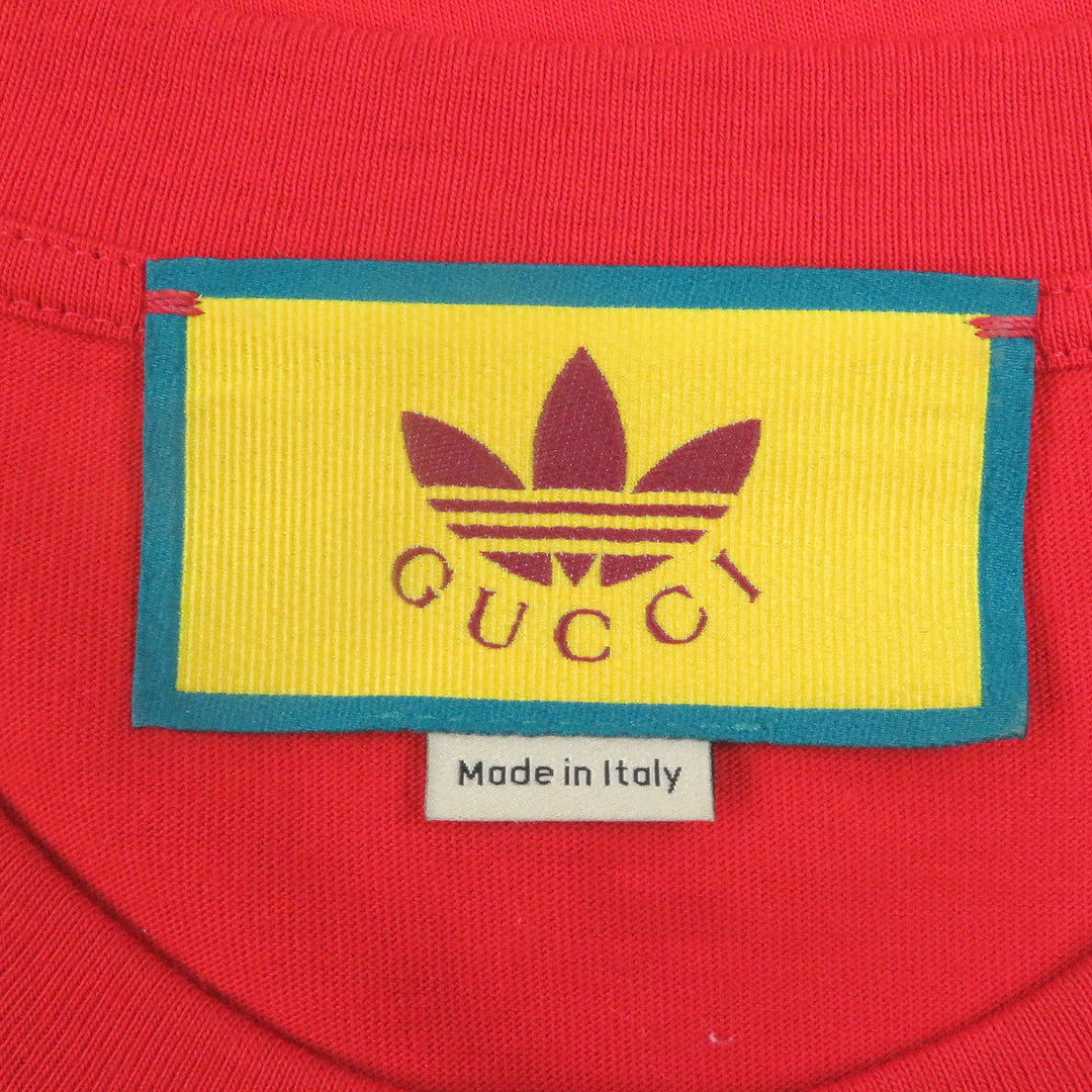 美品 GUCCI×adidas 半袖Tシャツ トレフォイル スリーストライプス レッド M 616036
