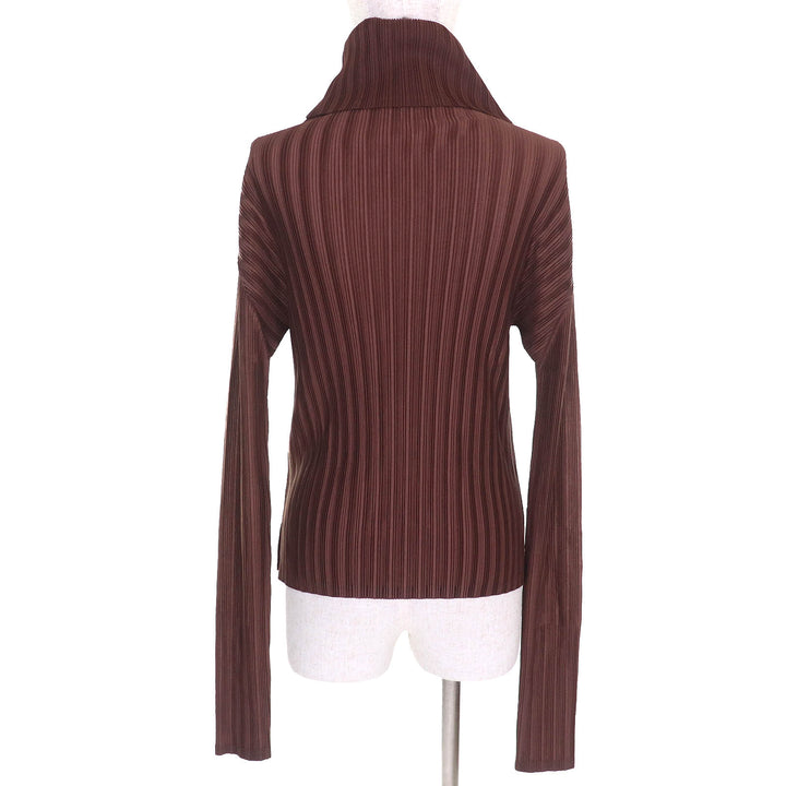 素晴らしい PLEATS PLEASE トップス タートルネック 長袖 ブラウン ポリエステル レディース 3