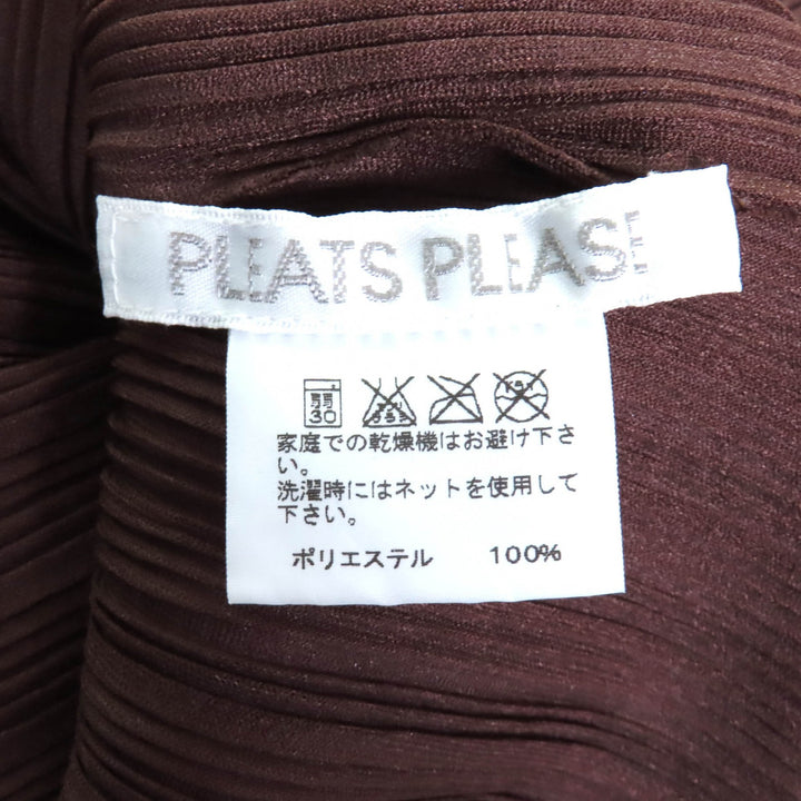素晴らしい PLEATS PLEASE トップス タートルネック 長袖 ブラウン ポリエステル レディース 3