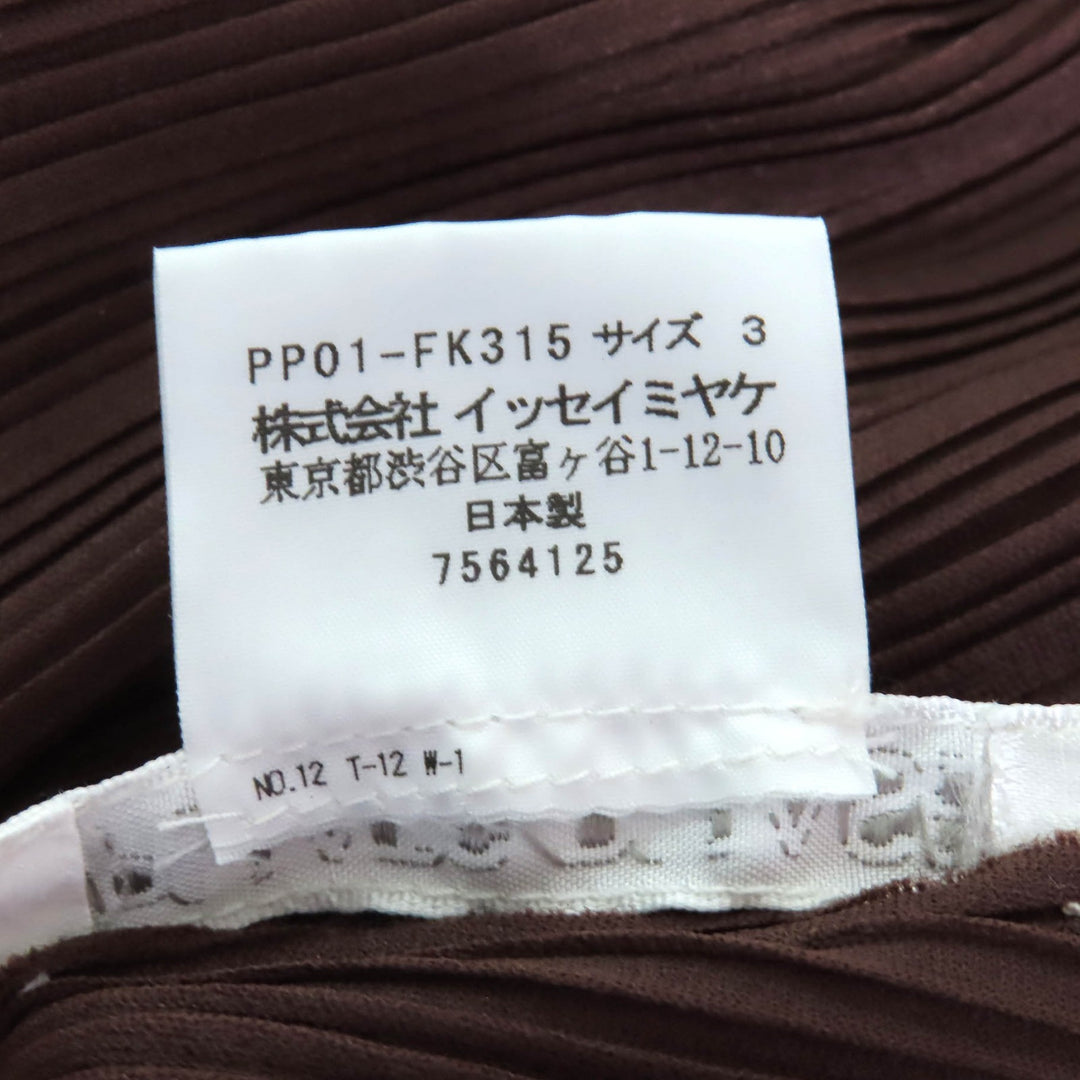 素晴らしい PLEATS PLEASE トップス タートルネック 長袖 ブラウン ポリエステル レディース 3