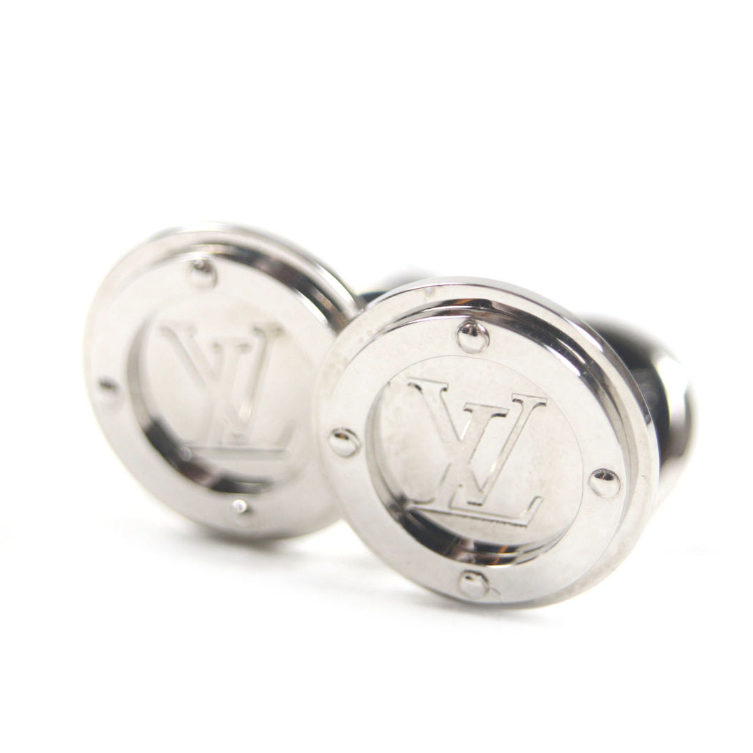 Excellent LOUIS VUITTON Cufflinks cufflinks LV circle Silver mens M68100