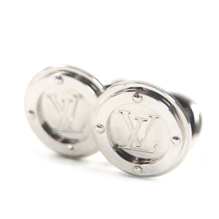 Excellent LOUIS VUITTON Cufflinks cufflinks LV circle Silver mens M68100