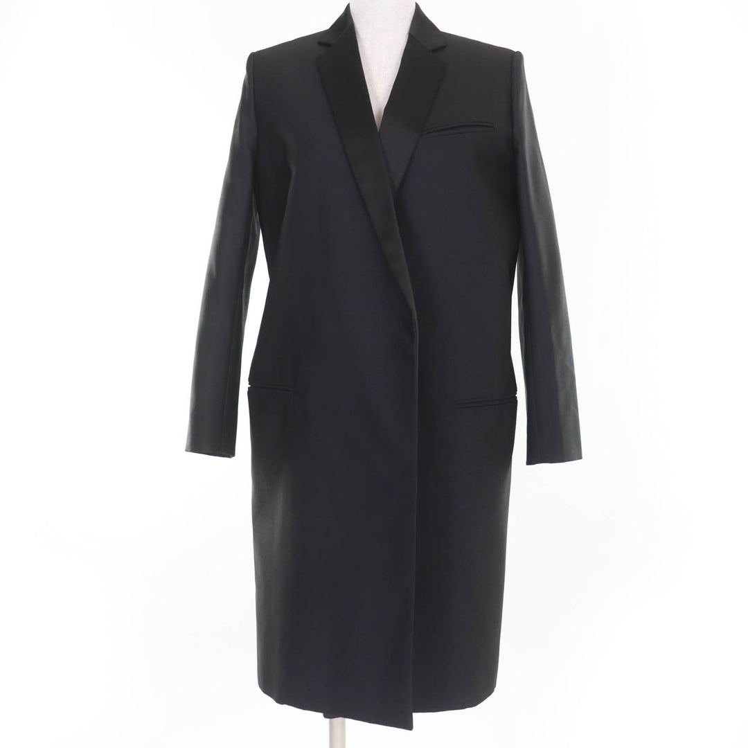 Great CELINE coat Phoebe Crombie Chesterfield Coat black wool Women 34