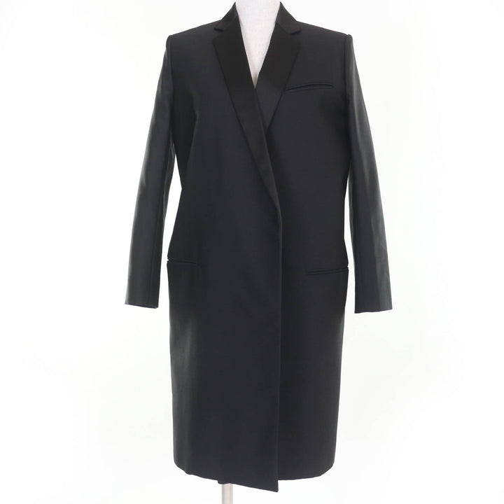 Great CELINE coat Phoebe Crombie Chesterfield Coat black wool Women 34