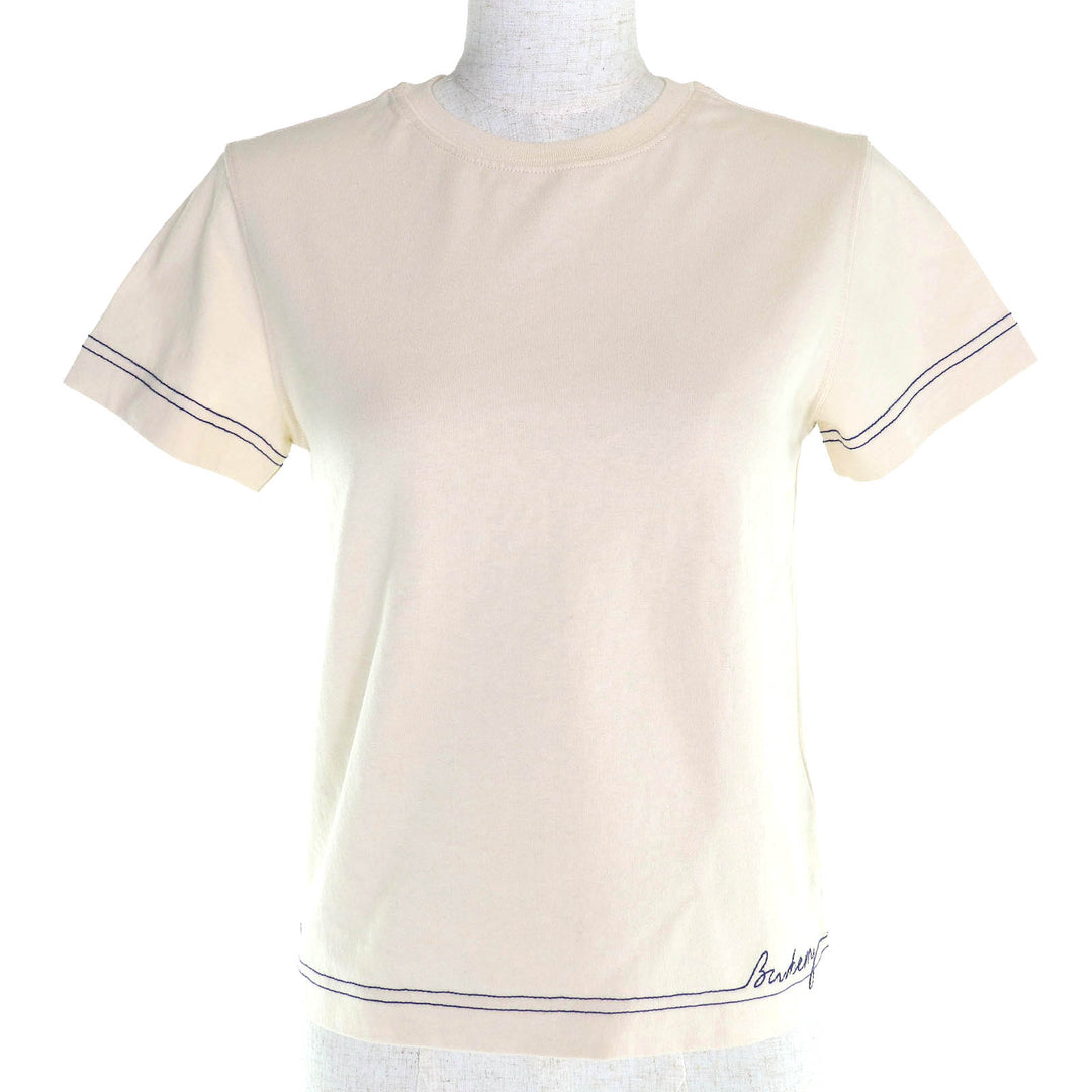 Pristine BURBERRY Short sleeve T-shirt Logo embroidery, stitch design XS 8090641