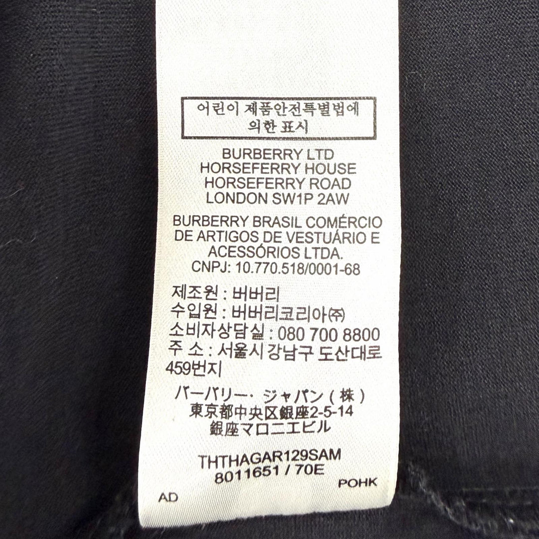 Great BURBERRY Short sleeve T-shirt Logo print black cotton Women XS 8011651