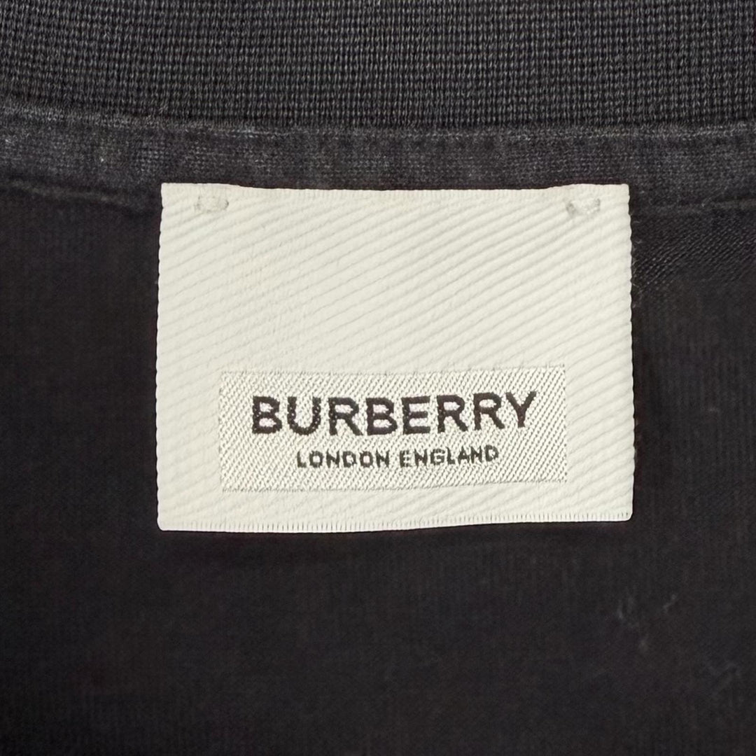 Great BURBERRY Short sleeve T-shirt Logo print black cotton Women XS 8011651