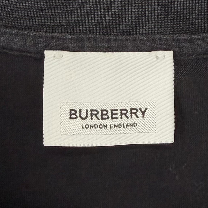 Great BURBERRY Short sleeve T-shirt Logo print black cotton Women XS 8011651