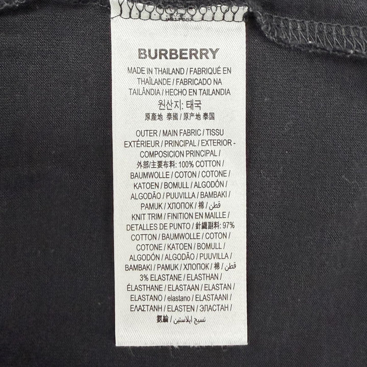 Great BURBERRY Short sleeve T-shirt Logo print black cotton Women XS 8011651