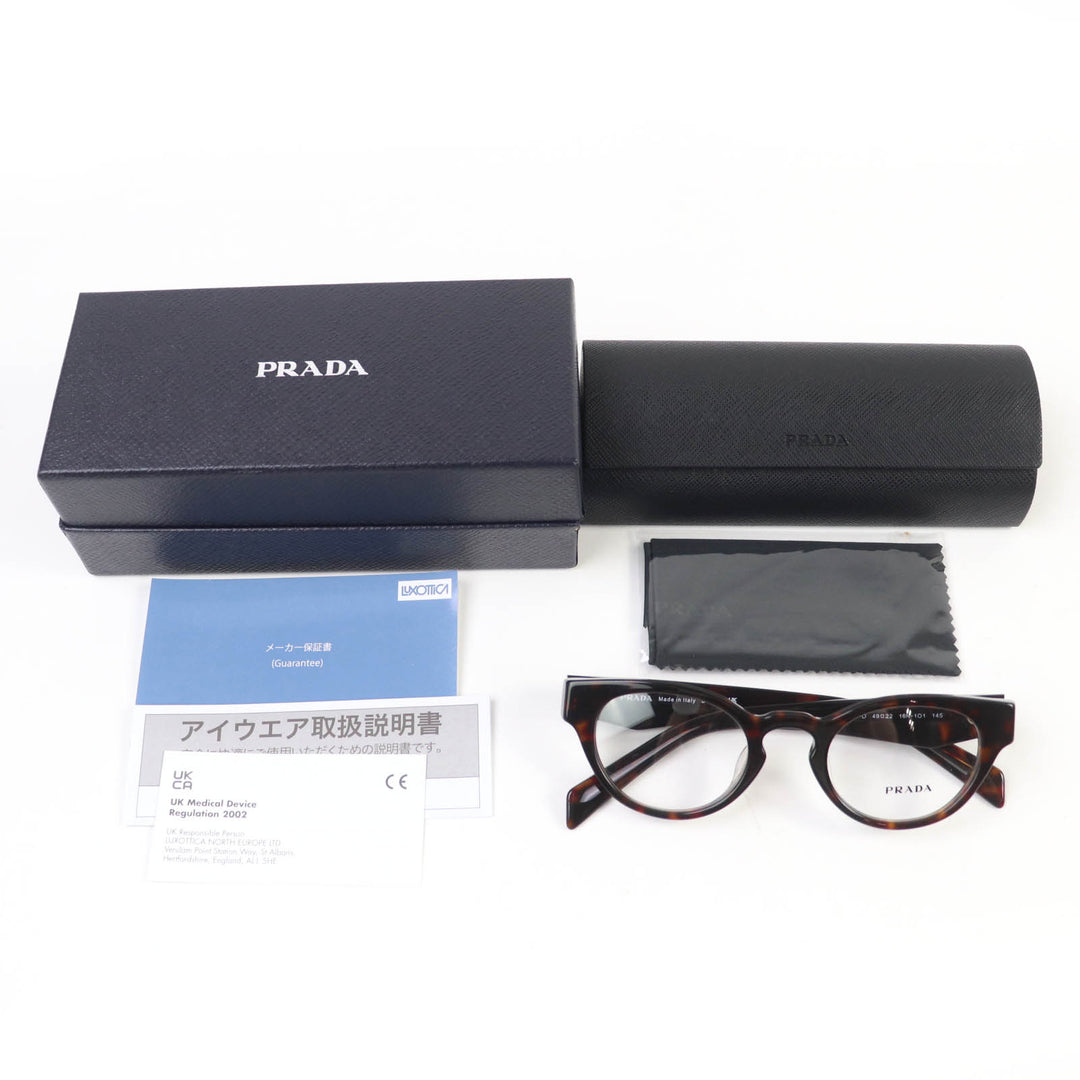 優れたPRADAメガネ（ロゴ入り）ブラウンマーブルレディースVPRA11-D