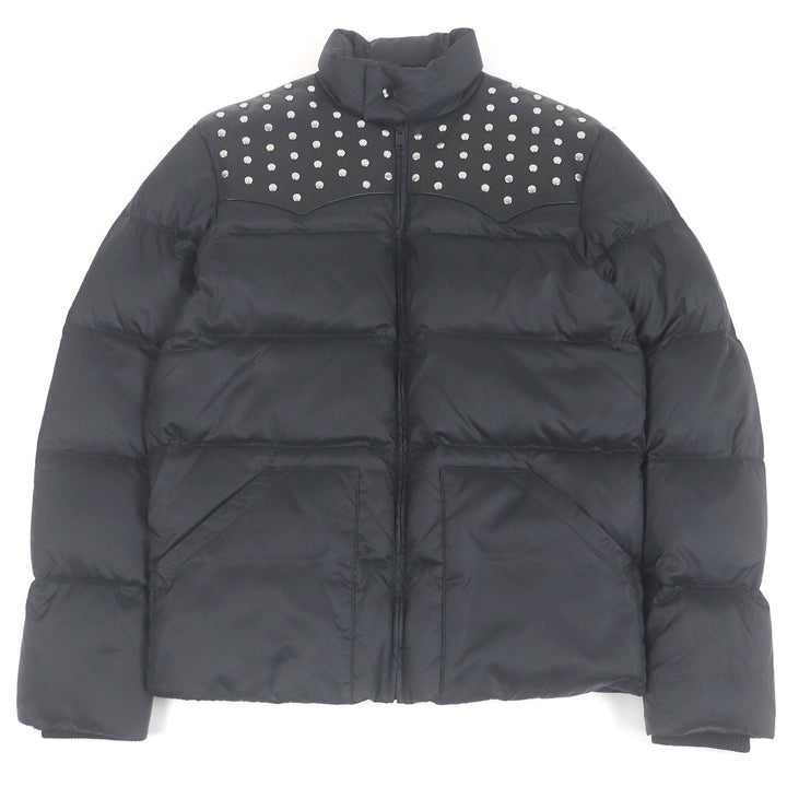 素晴らしい SAINT LAURENT PARIS ダウンジャケット エディーズレザーヨーク スタッズ付き ブラック 48 361791