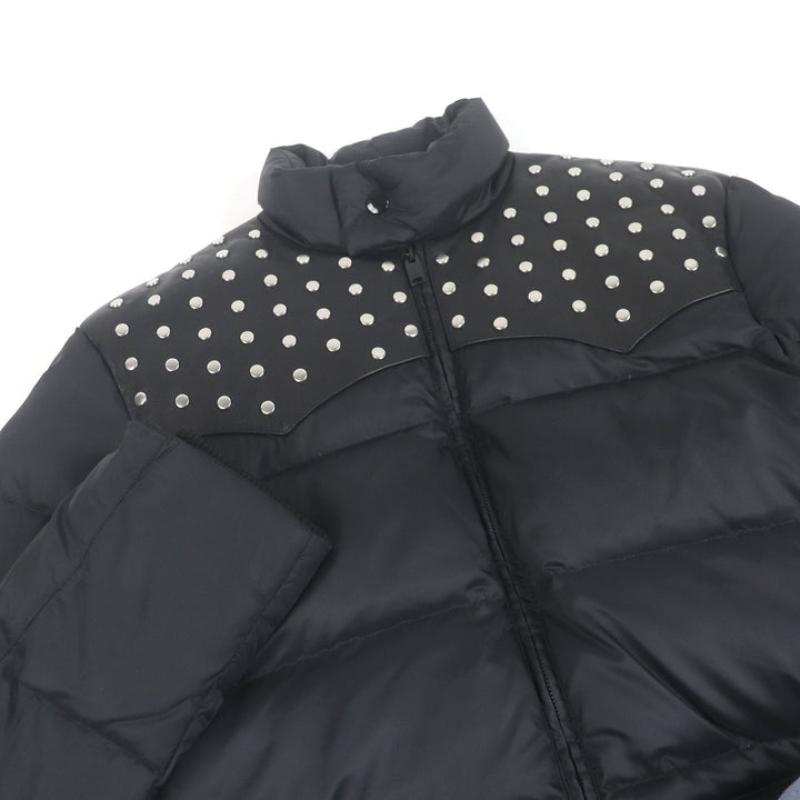 素晴らしい SAINT LAURENT PARIS ダウンジャケット エディーズレザーヨーク スタッズ付き ブラック 48 361791
