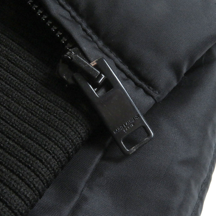 素晴らしい SAINT LAURENT PARIS ダウンジャケット エディーズレザーヨーク スタッズ付き ブラック 48 361791