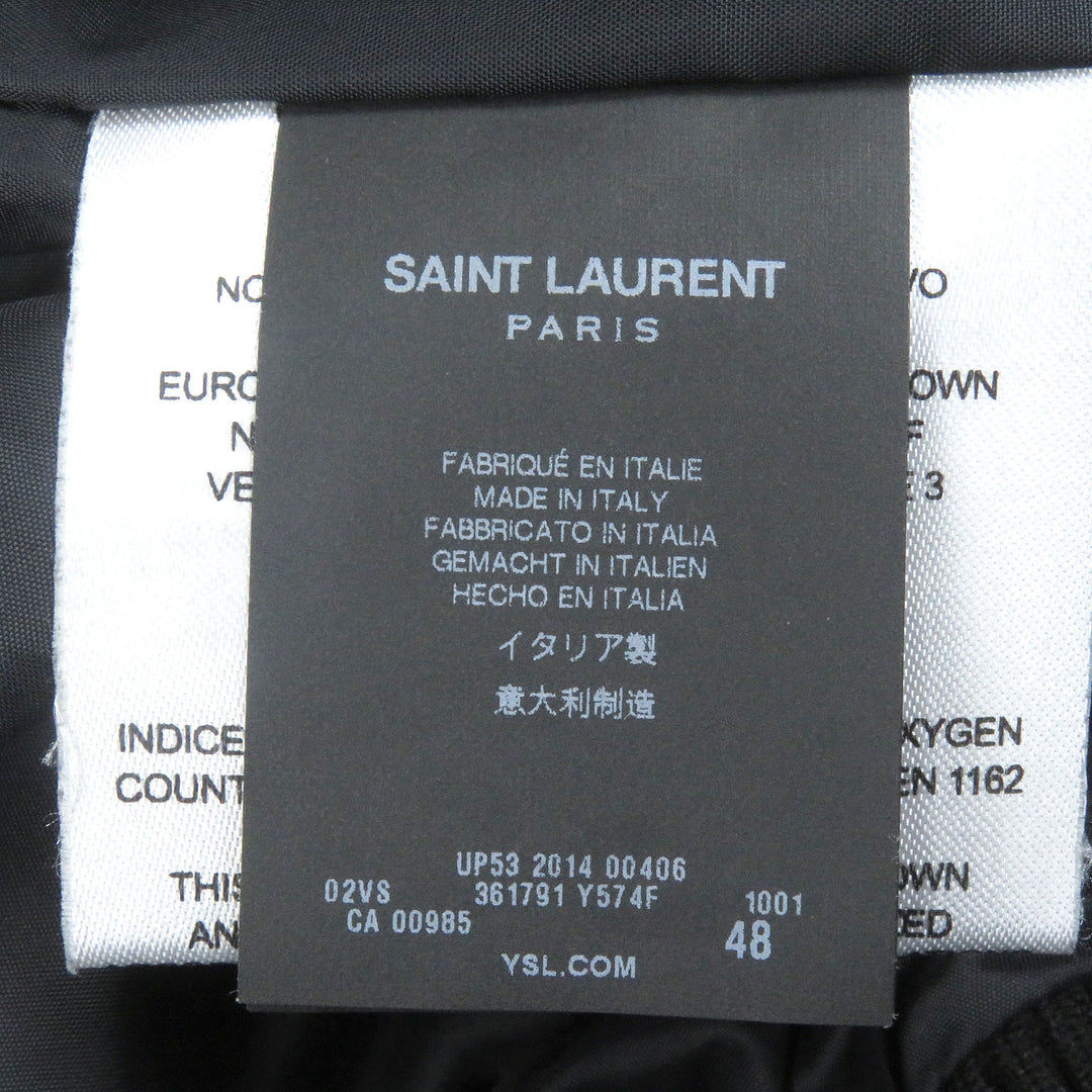 素晴らしい SAINT LAURENT PARIS ダウンジャケット エディーズレザーヨーク スタッズ付き ブラック 48 361791