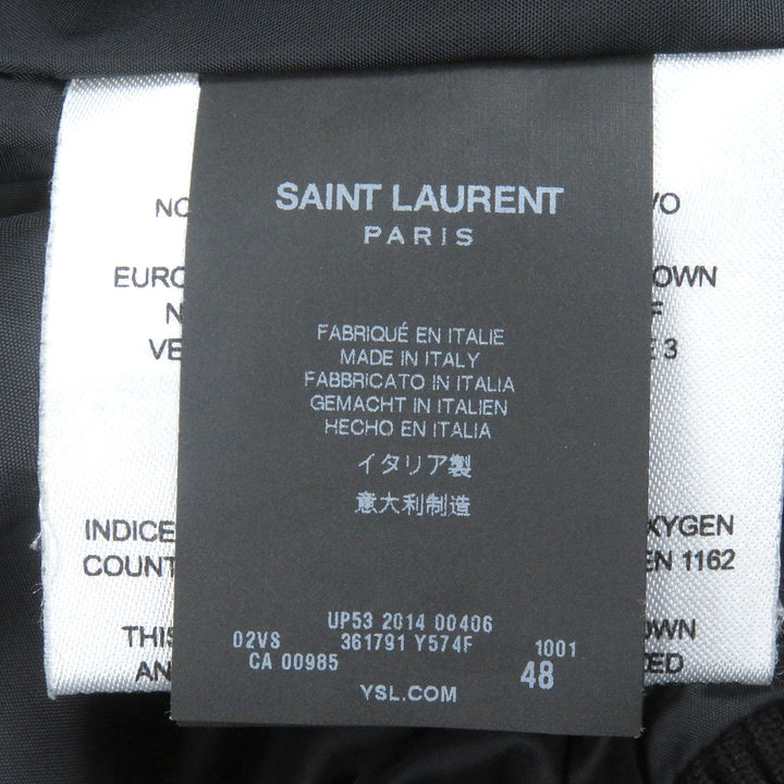 素晴らしい SAINT LAURENT PARIS ダウンジャケット エディーズレザーヨーク スタッズ付き ブラック 48 361791