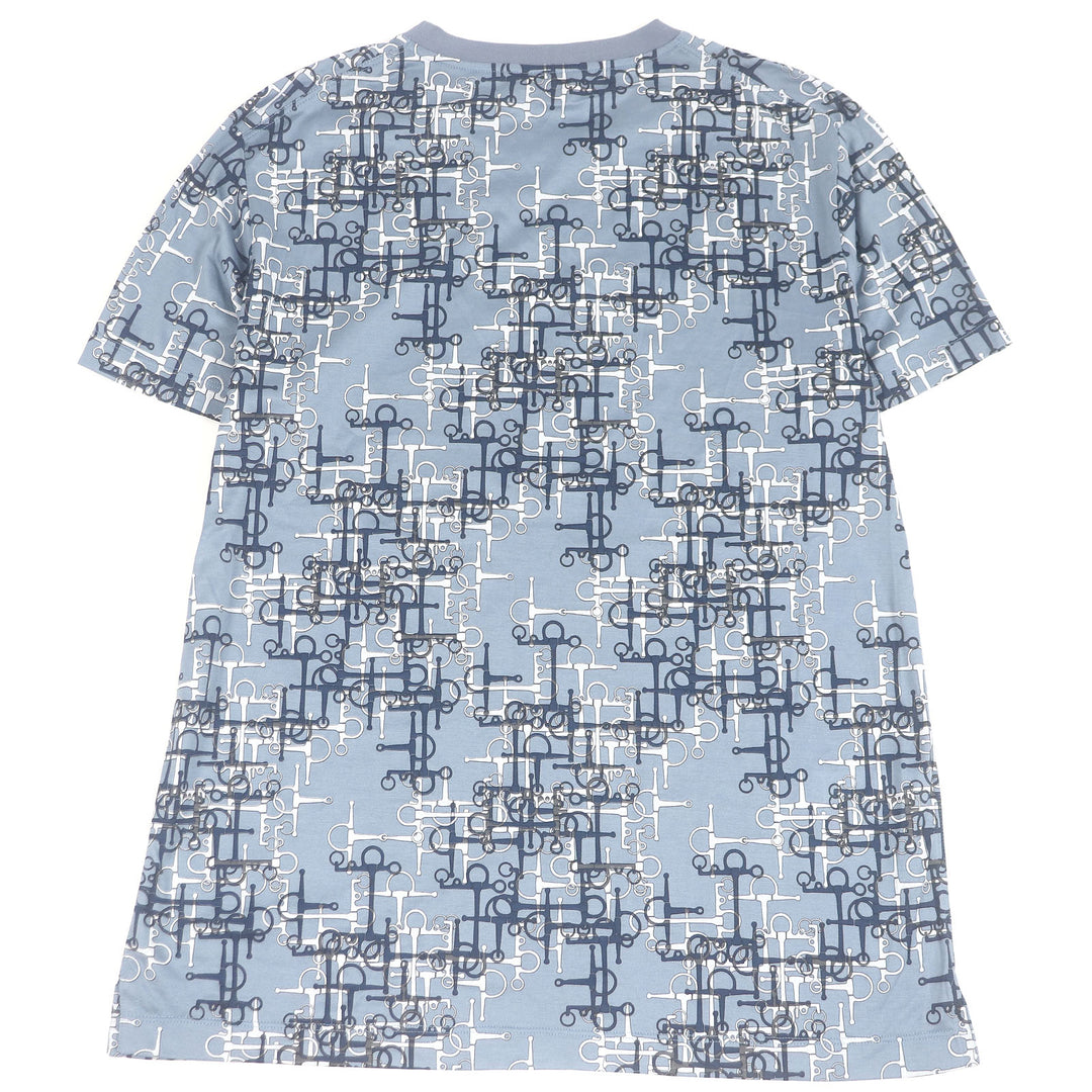 HERMES 半袖Tシャツ ラビリンス ホースビット 薄手 ライトブルー コットン メンズ M