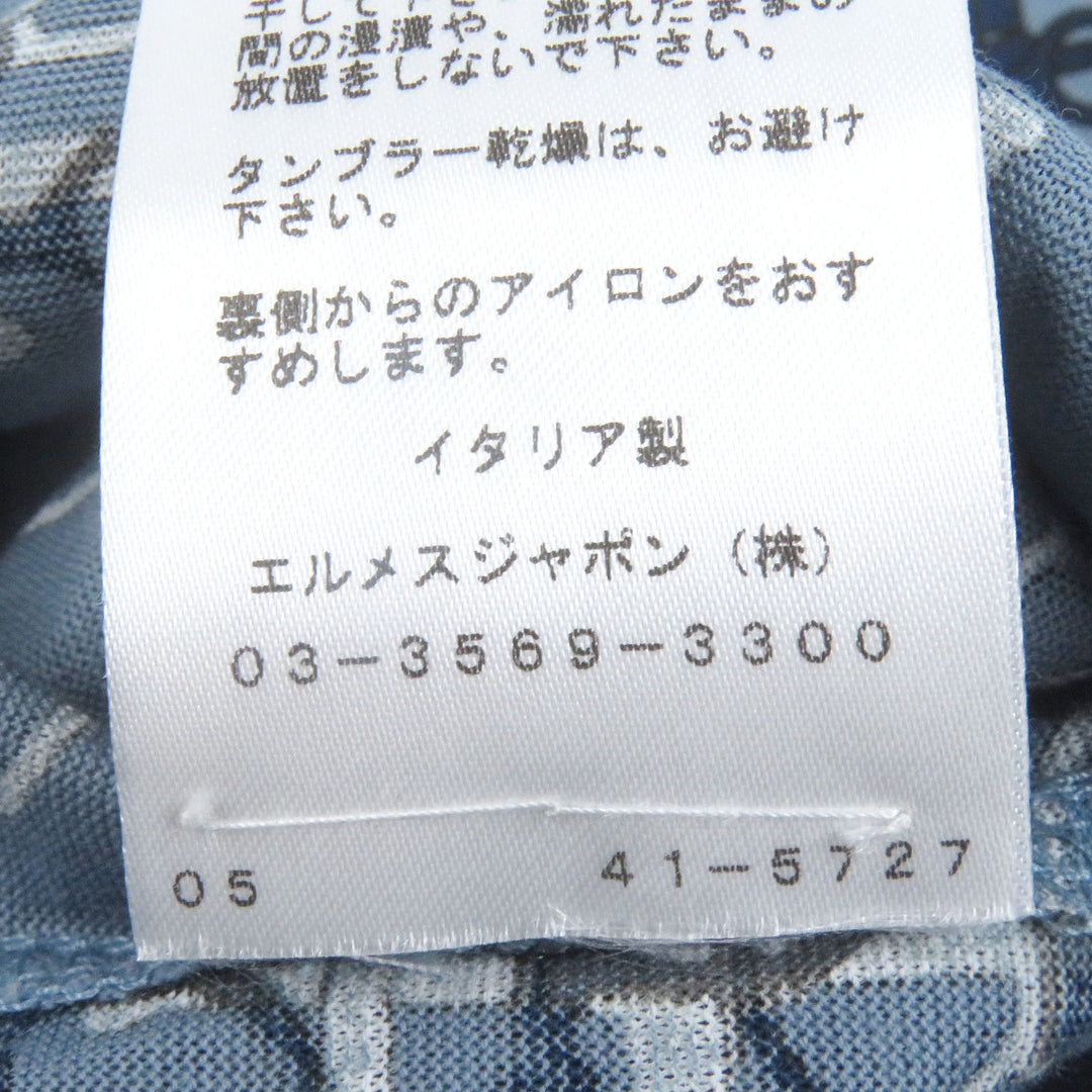 HERMES 半袖Tシャツ ラビリンス ホースビット 薄手 ライトブルー コットン メンズ M