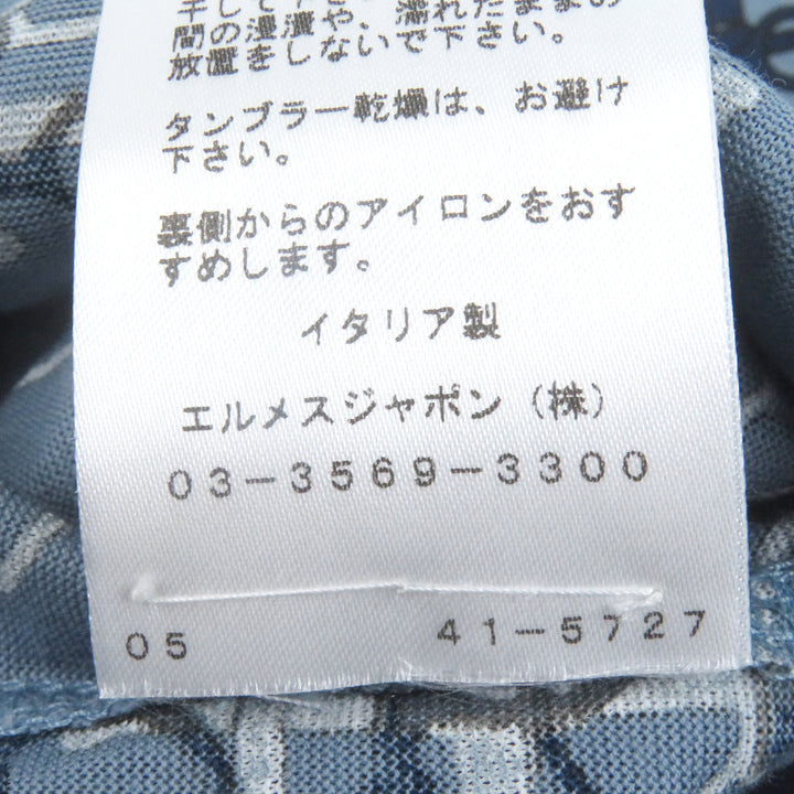 HERMES 半袖Tシャツ ラビリンス ホースビット 薄手 ライトブルー コットン メンズ M