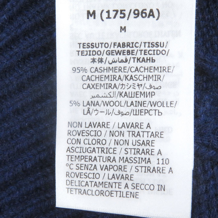 Excellent GUCCI sweater Web line crew neck cable knit Navy cashmere mens M