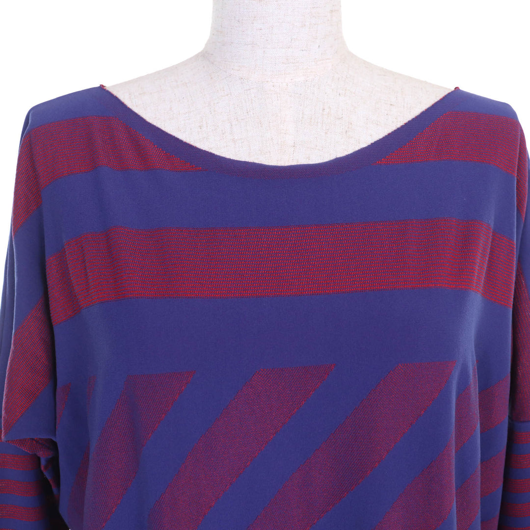 PLEATS PLEASE ワンピース A-POC 総柄 長袖 ブルー レッド 3 PP34LT962