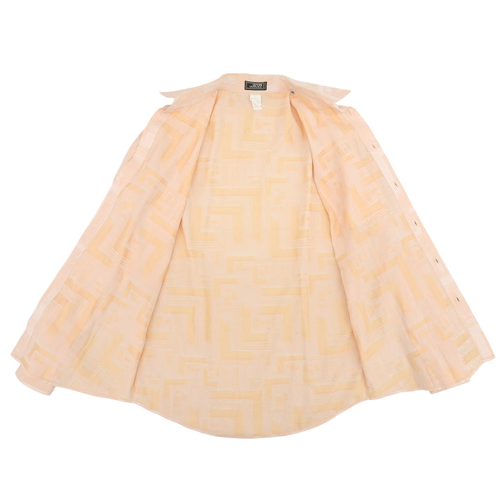 Great Gianni Versace Long sleeve shirt Vintage All-over Pattern salmon pink 48