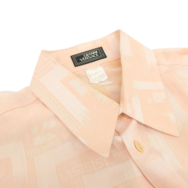 Great Gianni Versace Long sleeve shirt Vintage All-over Pattern salmon pink 48