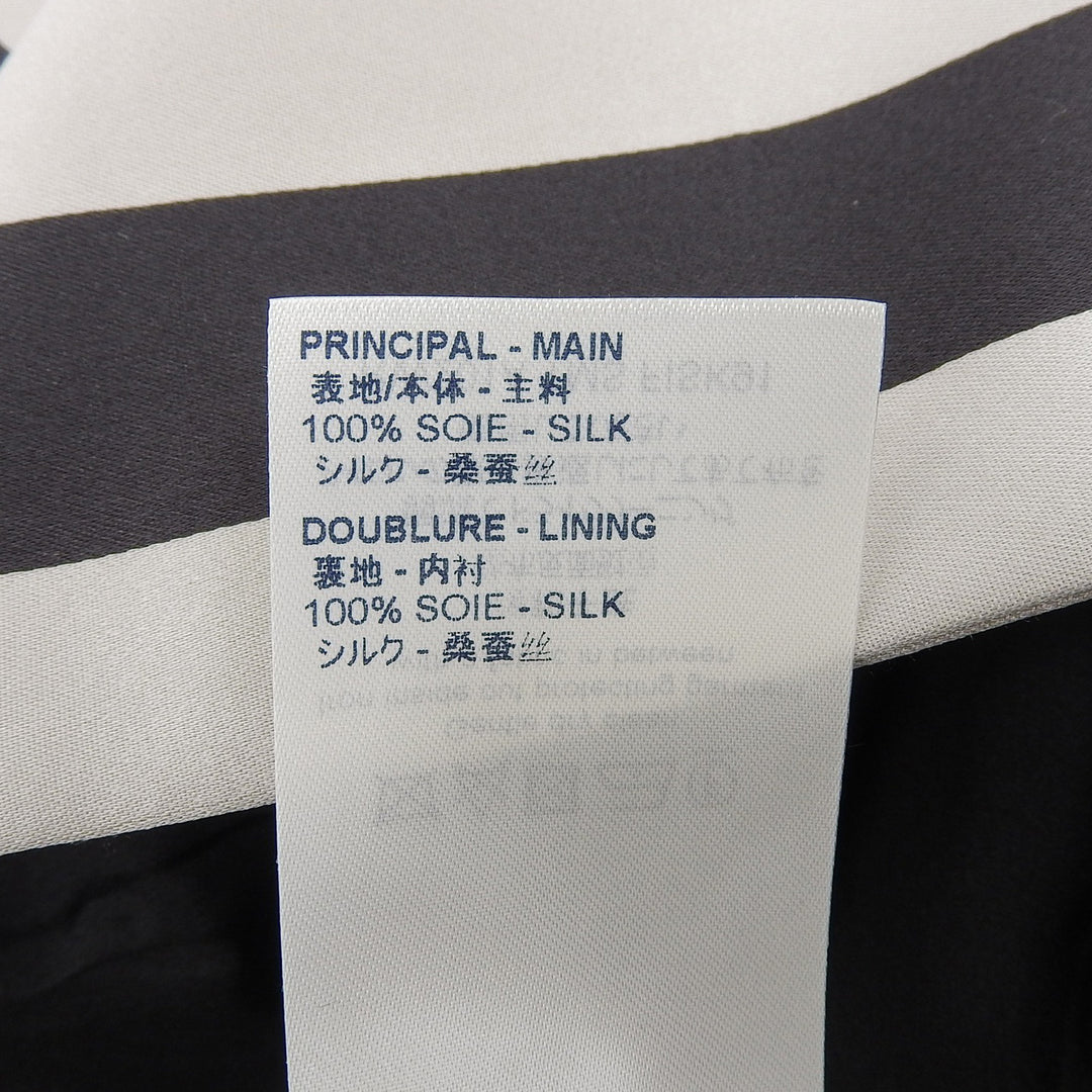 新品 LOUIS VUITTON スカート ボーダー柄 サテン ブラック ベージュ シルク レディース 36