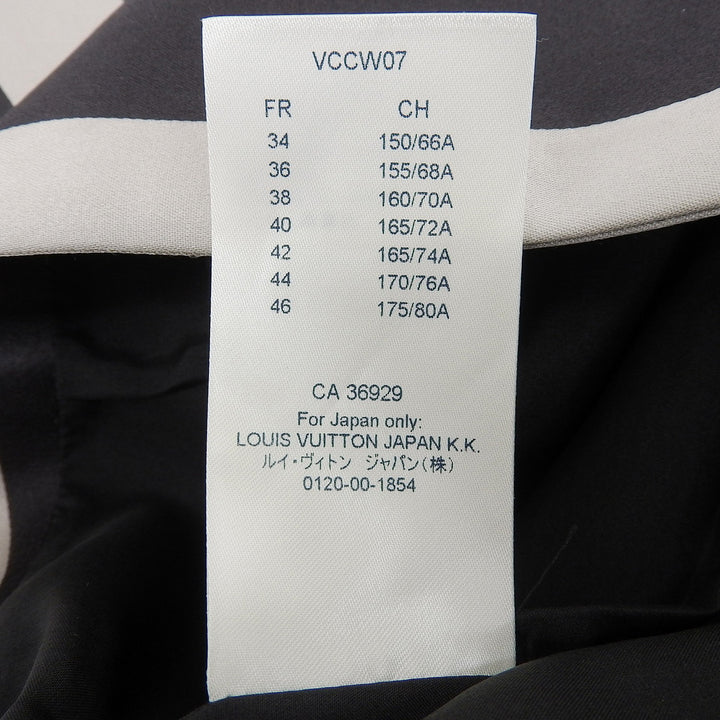 新品 LOUIS VUITTON スカート ボーダー柄 サテン ブラック ベージュ シルク レディース 36