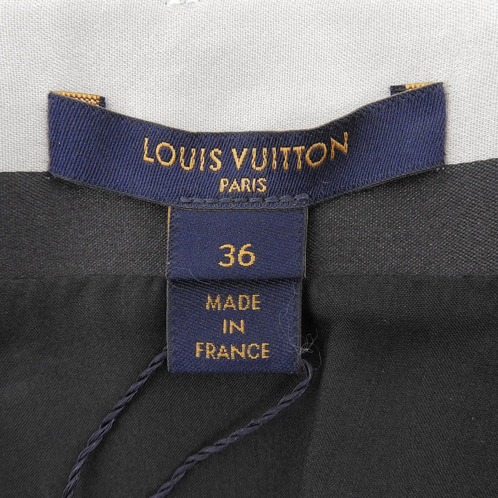新品 LOUIS VUITTON スカート ボーダー柄 サテン ブラック ベージュ シルク レディース 36